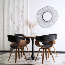 Étkezőgarnitúra 4 db. Fekete Bársony Ohio székkel. Asztal: LINO 100 cm (ME-LINO-O-S-OHIO2-CZ-V-Z4-K)