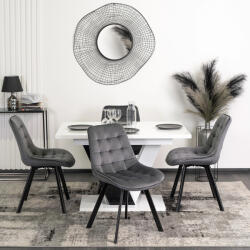 Étkezőgarnitúra 4 db székkel. Bővíthető asztal CLARK 120-160 cm + 4 db szürke étkezőszék RICK (ME-DUBAJ-B-PL-CZ-S-RICK-P-V-Z4-K)