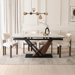  Fehér Márvány/Dió Színű Bővíthető Étkezőasztal. REX 2 180-240 cm (ME-ME-REX2-B-O-CER-S180-240)