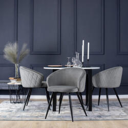 Étkezőgarnitúra 4 db. Székkel. Bővíthető asztal HARRY 102-142 cm + 4 db. Szürke bársony étkezőszék. ADELE (ME-HARRY-B-CZ-S-ADELE-P-V-Z4-K)
