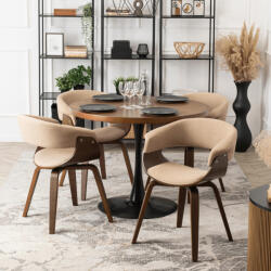 Étkezőgarnitúra 4 db. Bézs székkel. Asztal LINO 100 cm (ME-LINO-DRU-S-GARY2-BZ-O-T-Z4-K)