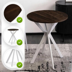  Kerek Étkezőasztal Dió/Fehér Színben. LAUREN 60 cm (ME-ME-LAUREN-O-B-S60)