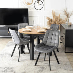 Étkezőgarnitúra 4 db. Szürke Rick székkel. Bővíthető asztal HARRY 102-142 cm (ME-W-HARRY-DC-CZ-S-RICK-P-V-Z4-K)