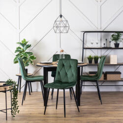  Étkezőgarnitúra 4 db. Székkel. Bővíthető asztal HARRY 102-142 cm + 4 db. Zöld bársony étezőszék. ROBIN (ME-HARRY-CZ-S-ROBIN-Z-V-Z4-K)
