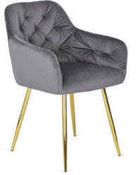  Szürke Bársony Étkezőszék Arany Lábbal. RAYA (ME-ME-RAYA-P-ZL-V-K)