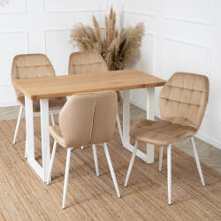Bézs Bársony Étkezőszék Fehér Lábakkal. LUCKY (ME-ME-LUCKY-BZ-B-V-K)