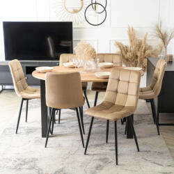  Étkezőgarnitúra 6 db. Bézs Robin székkel. Bővíthető asztal HARRY 102-142 cm (ME-W-HARRY-DA-CZ-S-PERU-BZ-V-Z6-K)