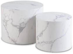  Dohányzóasztal szett fehér márvány színben. LEILA (ME-ME-LEILA-BM-L)