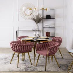Elegáns Rózsaszín Étkezőszék Arany Lábbal. CAPRI (ME-ME-CAPRI-R-ZL-V-K)