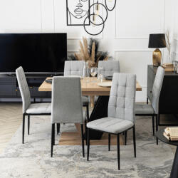  Étkezőgarnitúra 6 db székkel. Bővíthető étkezőasztal CLARK 120-160 cm 6 db. Étkezőszékkel. TEX (ME-DUBAJ-A-CZ-S-TEX-P-T-Z6-K)
