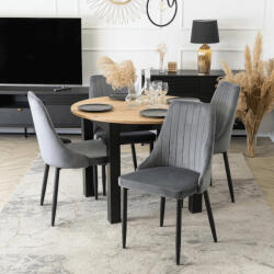 Étkezőgarnitúra 4 db. Szürke BARI székkel. Bővíthető asztal HARRY 102-142 cm (ME-W-HARRY-DA-CZ-S-BARI-P-V-Z4-K)