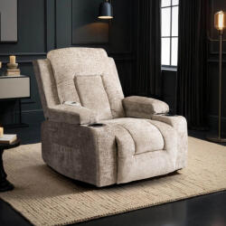  Elektromosan Vezérelhető Masszázsfunkciós Relaxfotel Bézs Szövet Kárpittal. BOX 2 (ME-ME-BOX-BZ-V-FW)