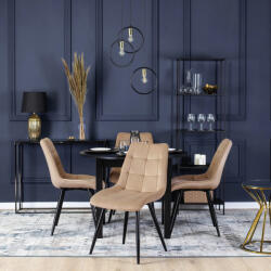  Étkezőgarnitúra 4 db. Bézs bársony Rio étkezőszékkel. Bővíthető asztal HARRY 102-142 cm (ME-HARRY-CZ-S-RIO-BZ-V-Z4-K)
