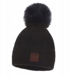 Majka Női Téli Sapka Pomponnal Bélelt Fekete Pompon Szőrme Majka
