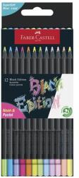 Faber-Castell Színes ceruza FABER-CASTELL Black Edition háromszögletű fekete testű neon+pasztell színek 12 darabos (FC116410) - fotoland