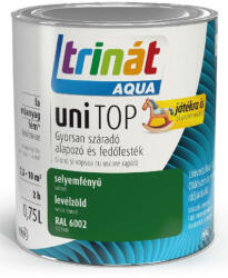Trilak Trinát Aqua uniTop Selyemfényű, gyorsan száradó alapozó és fedőfesték levélzöld RAL 6002 0, 75l 471534 (471534)