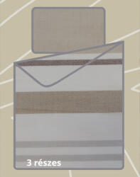 Billerbeck Bianka 3 részes pamut-szatén ágyneműhuzat, Capuccino csíkos (556)