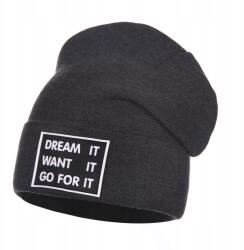 Majka Női Téli Sapka Kitekerhető Dekoratív Felirat Kitekerhető Téli Grafit
