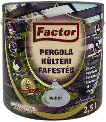 Festék Bázis Factor Pergola fehér 2, 5 l kültéri fafesték 248 (248)