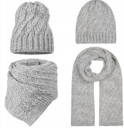 Majka Sál Sapka Beanie Női Szett 10% Gyapjú Világos Szürke (D35-197-UNI)