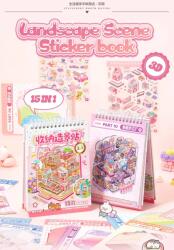 Simno - 15 in 1 Matricakönyv Rózsaszín - matricajelenet 15 darabos kirakó (6941776327363)