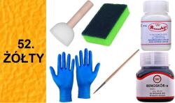  Sárga 52 Sárga festék sima bőrre, Wilbra tisztító, G10-01 lakk készlet (Zestaw Farba RENOSKÓR do skóry ZMYWACZ Gąbka)