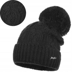 Majka Fekete Női Téli Sapka Pomponnal, Melegen Kitekerhető Téli Majka