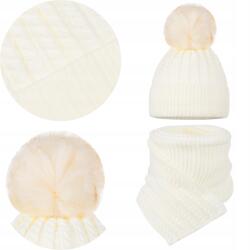 Majka Női téli szett Pomponos Sapka Kendő 1, 8 m Bézs Ecru (D30-141-UNI)