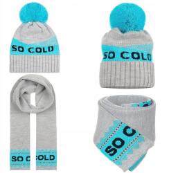 Majka Sál Sapka Szett Női Téli Őszi Női So Cold Szürke Türkiz (K4-263-UNI)