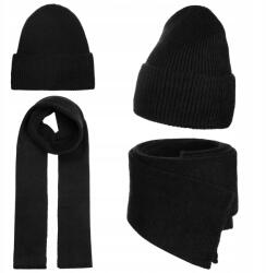 Majka Női Szett Téli Őszi Sál Sapka Női Sál 180 cm Fekete (K18-132-KPL)