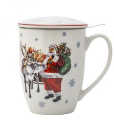 Altom Design Mikulásos porcelán bögre fémszűrővel - 340 ml (IMO-ALT-01010033128-374284)