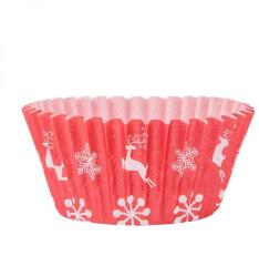 Altom Design Karácsonyi muffin papír - 5x3 cm -50 darabos - piros rénszarvasos és hópelyhes (IMO-ALT-0208015538-370798)