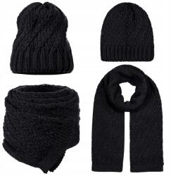 Majka Sál Sapka Beanie Női Szett 10% Gyapjú Fekete (D35-132-UNI)