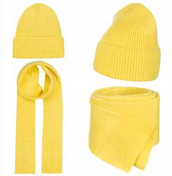 Majka Női Szett Téli Őszi Sál Sapka Női Sál 180 cm Sárga (K18-217-KPL)
