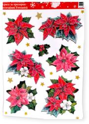  Karácsonyi ablakmatrica színes virágokkal és csillámmal 20x30cm (1228500)