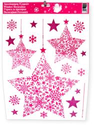  Karácsonyi ablakmatrica nagy rózsaszín csillag 30x38cm (1243370)