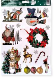  Vintage karácsonyi ablakmatrica csillámmal 20x30cm (1217128)