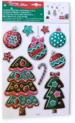  Karácsonyi dekoratív matricák fenyőfákkal, díszekkel és csillagokkal - 21x36cm (1231553)