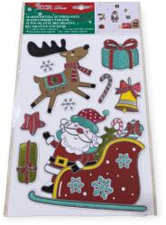  Karácsonyi dekoratív matricák Mikulással, szánnal, szarvassal és ajándékokkal - 21x36cm (1231554)