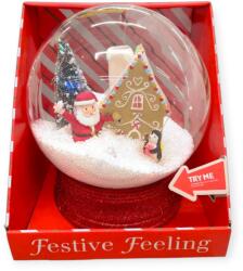  Karácsonyi hógömb Mikulással, rénszarvassal és fenyőfákkal - zene és LED világítás, Ø23 cm (1242555)