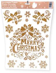  Karácsonyi ablakmatrica koszorú "Boldog Karácsonyt" bronz csillámmal 30x38cm (1243387)