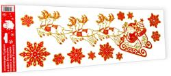  Karácsonyi ablakmatrica Mikulás szánkó arany csillámmal 20x60cm (1228495)