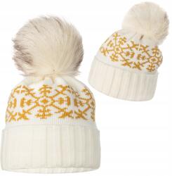 Majka Ekrü Női Téli Sapka Pomponnal Mézsárga Hópehely Kitekerhető Majka (K14-276-UNI)
