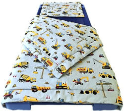  Szürke alapon sárga munkagépes 2 részes ovis ágynemű garnitúra