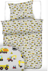  2 részes ovis ágynemű huzat 90x130 cm - szürke alapon sárga munkagépes