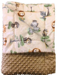  Minky baba takaró barna - bézs szafari bébik mintás 75 x 100 cm -es