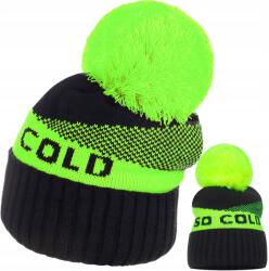 Majka Női Sapka So Cold Mintás, Pomponos, Neon Fekete (CZAPKA DAMSKA ZIMOWA SO COLD)