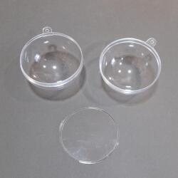  Átlátszó műa. gömbdísz, 3 részes, mérete: 8cm