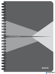 Leitz Spirálfüzet, A5, kockás, 90 lap, PP borító, LEITZ 'Office', szürke (44981085)