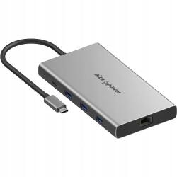 AlzaPower fém Usb-c dokkolóállomás 10 az 1-ben Dual képernyővel Apple MacBook , szürke (APWHC54f0)